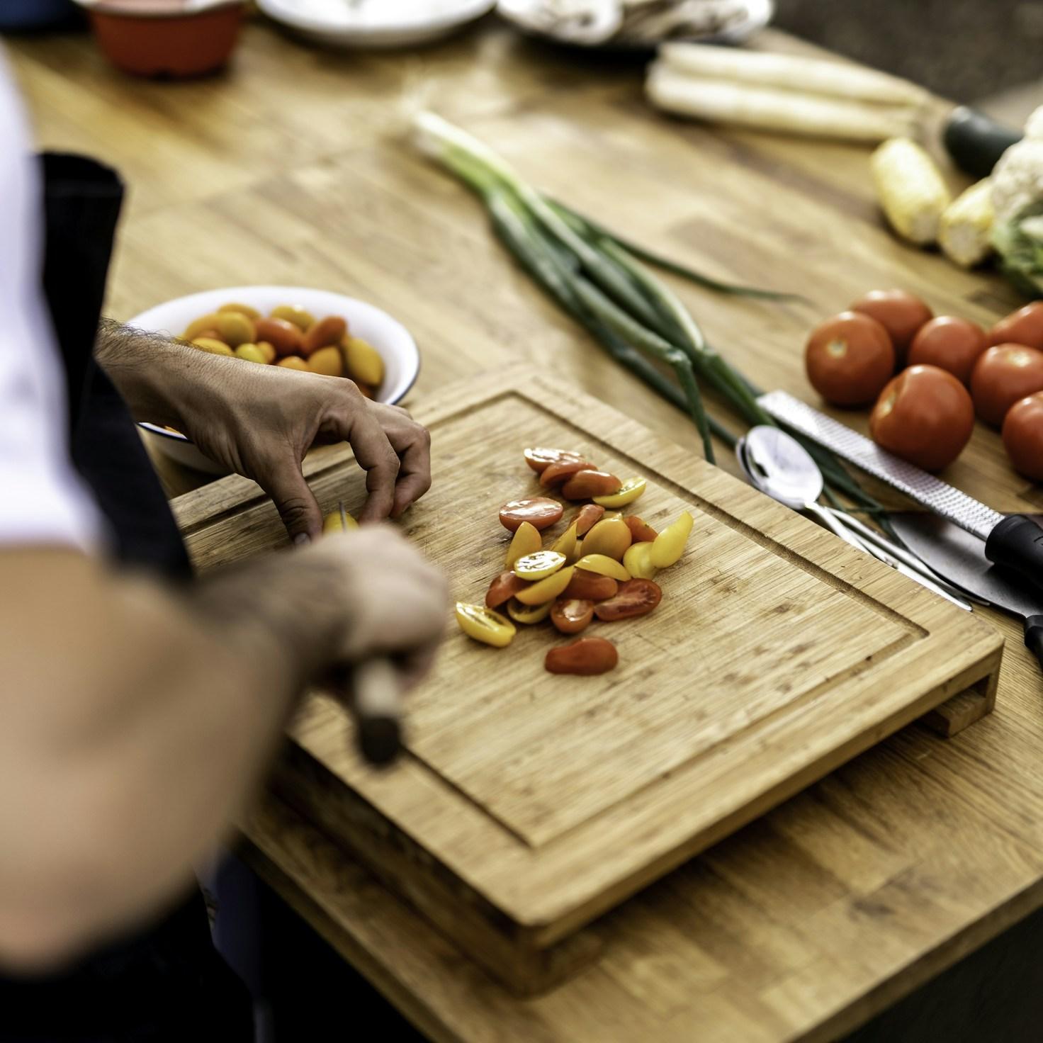 Balanced healthy meal prepared in a home kitchen